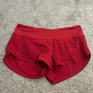 Red lululemon speed up shorts!!